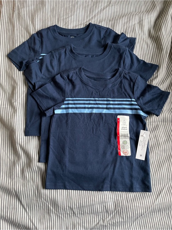 wonder nation Other - NWT Boys Navy Short Sleeve Tee with Light Blue Stripes - 3 Pack